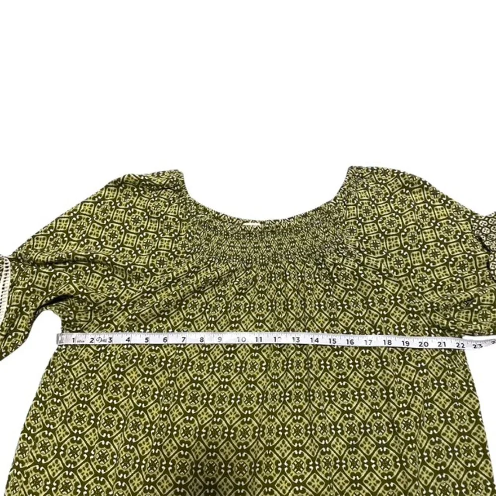 Chico's Boho Geometric Blouse Top Green Flowy Size XL - Picture 15 of 16